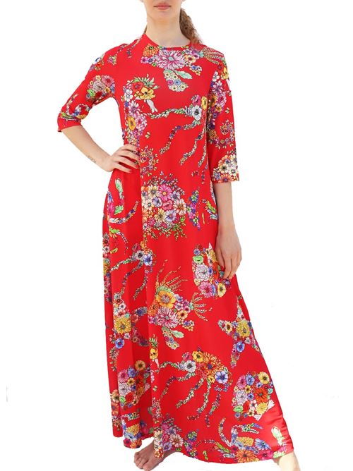 Vestito jersey rosso Laboratorio Capri | TRAGARADRESSFIORIPESCIROSSO